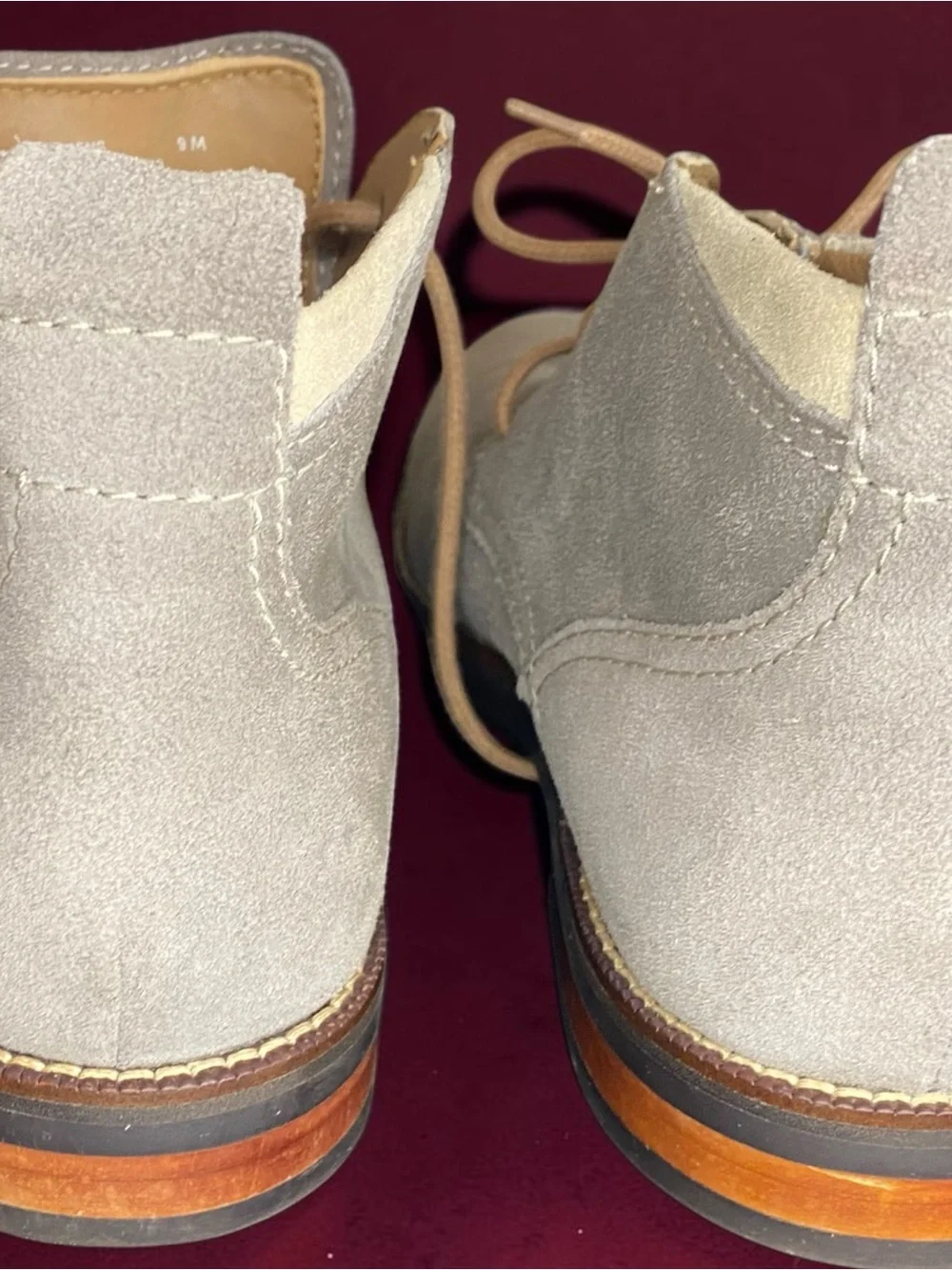 COLE HAAN - Men's Suede Chukka Boots in Light Gray with Tan Laces